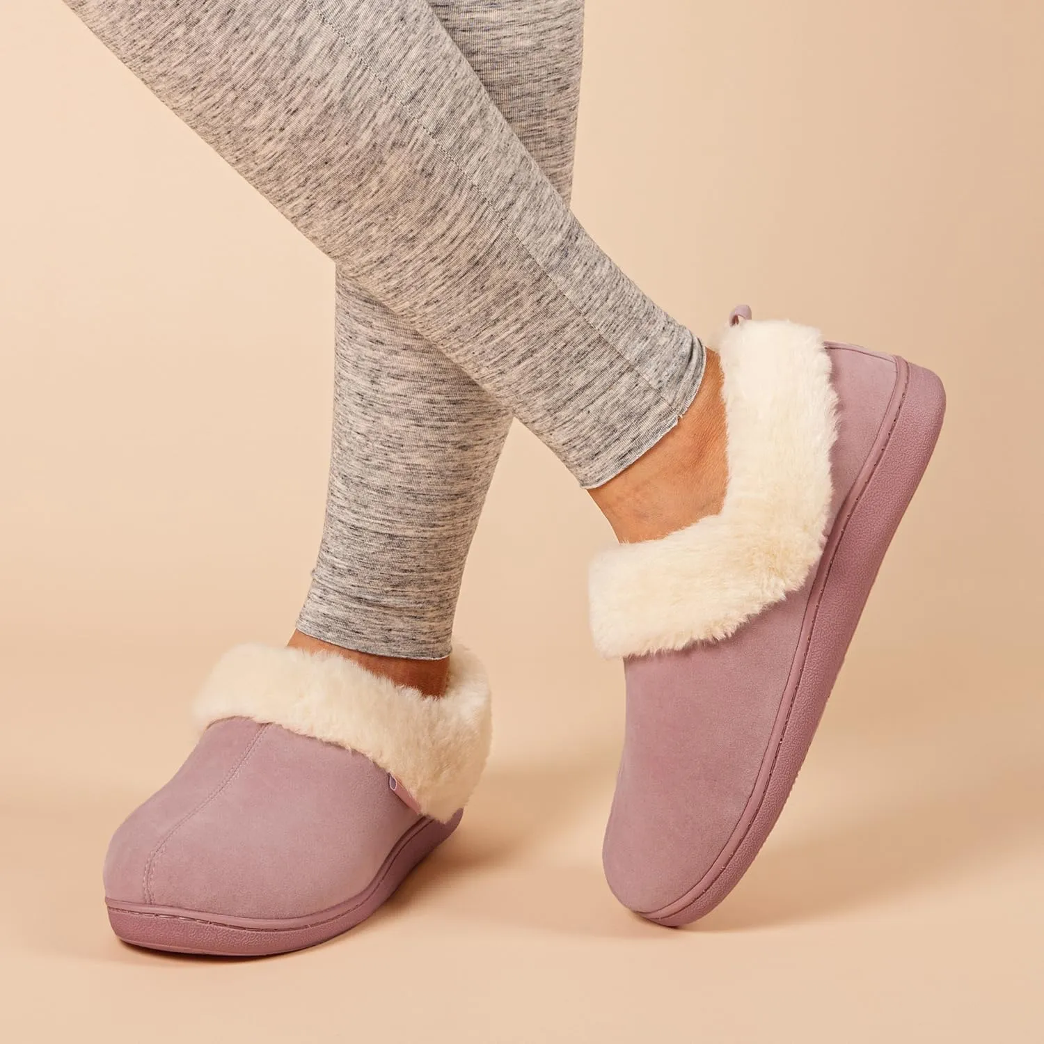 FamilyFairy Women Memory Foam Bootie Slippers, Warm Cozy Micro Suede Slipper Boots with Fuzzy Plush Lining and Collar, Winter Non Slip House Shoes for Indoor Outdoor
