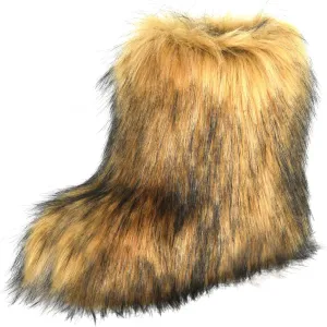 Fashion Fur Boots,Flat Heel Comfy Plush Warm Snow Booties,2025 Winter Outdoors Furry Boots,Mid-Calf Faux fur Boot for Women.