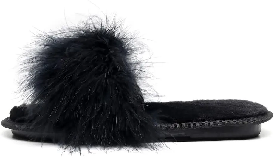 FAYUEKEY Faux Fur Slippers For Women Bride Wedding House Outdoor Fuzzy Shoes