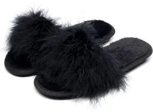 FAYUEKEY Faux Fur Slippers For Women Bride Wedding House Outdoor Fuzzy Shoes