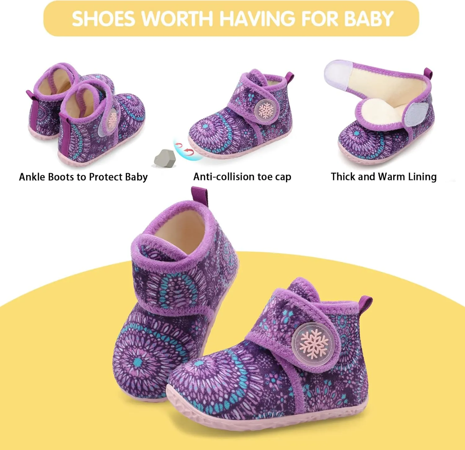 FEETCITY Baby Booties Girls Boys Infant Slippers First Walkers Shoes Warm Socks Newborn Crib Shoes