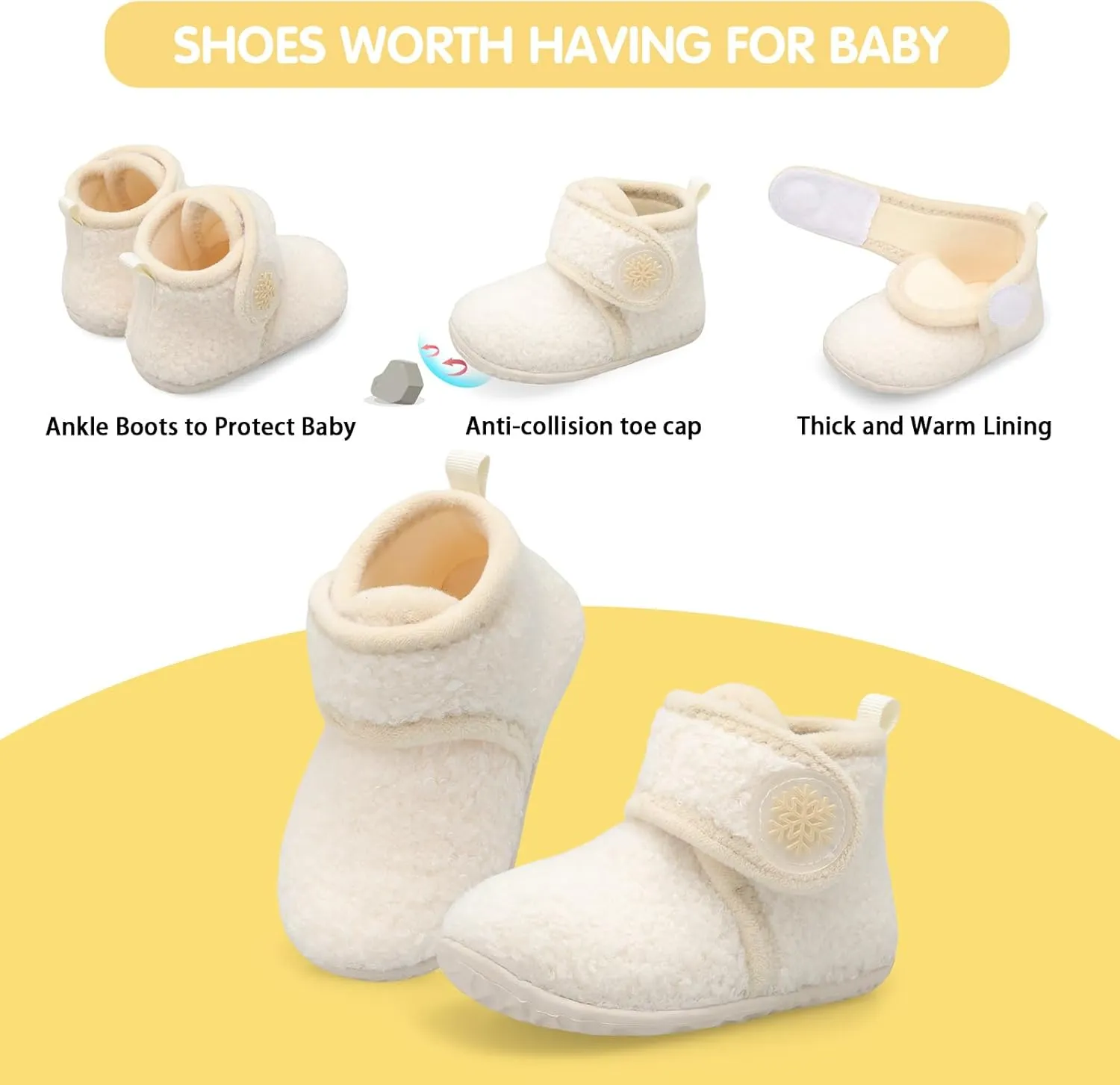 FEETCITY Baby Booties Girls Boys Infant Slippers First Walkers Shoes Warm Socks Newborn Crib Shoes