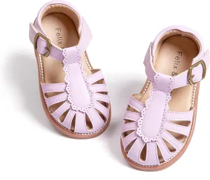 Felix & Flora Toddler Girls Sandals Soft Rubber Princess Flat Shoes Summer Flower Girl Shoes