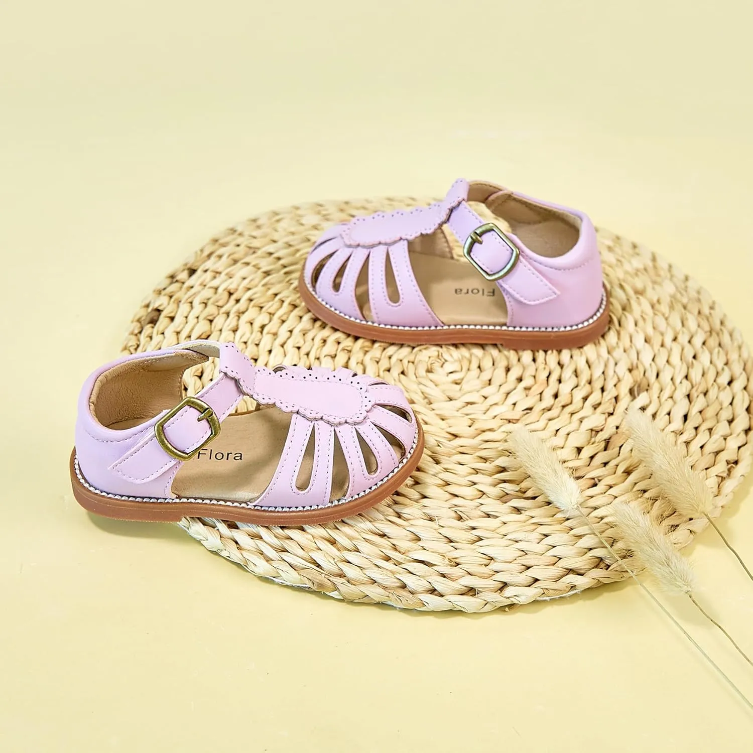 Felix & Flora Toddler Girls Sandals Soft Rubber Princess Flat Shoes Summer Flower Girl Shoes