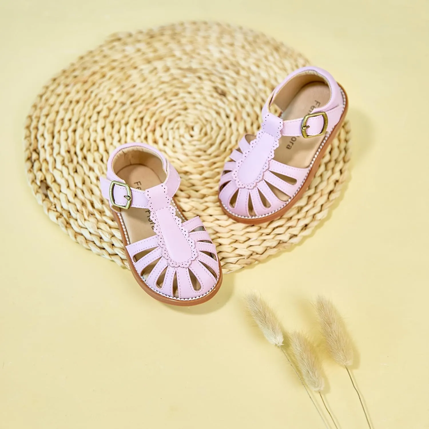 Felix & Flora Toddler Girls Sandals Soft Rubber Princess Flat Shoes Summer Flower Girl Shoes