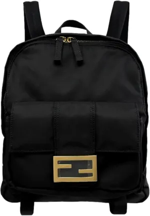 FENDI Baguette Logo Black Nylon Backpack 8BZ048