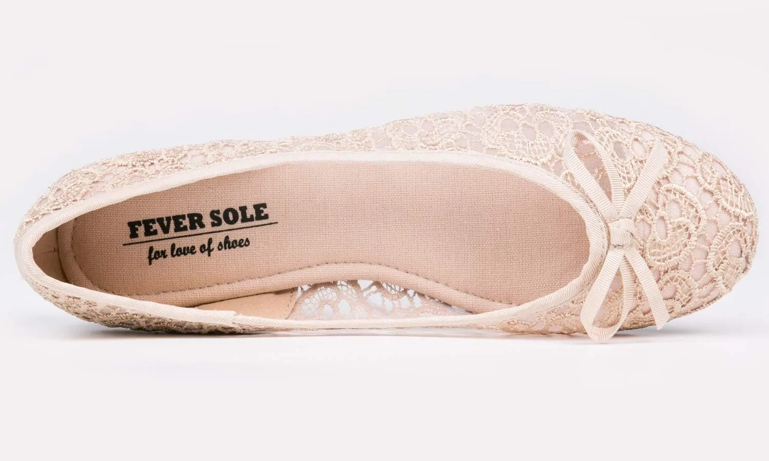 FEVERSOLE Round Toe Lace Ballet Crochet Flats Women's Comfy Breathable Shoes