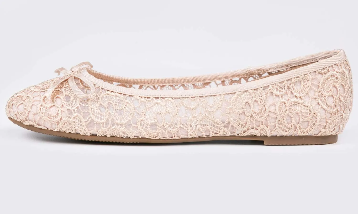 FEVERSOLE Round Toe Lace Ballet Crochet Flats Women's Comfy Breathable Shoes