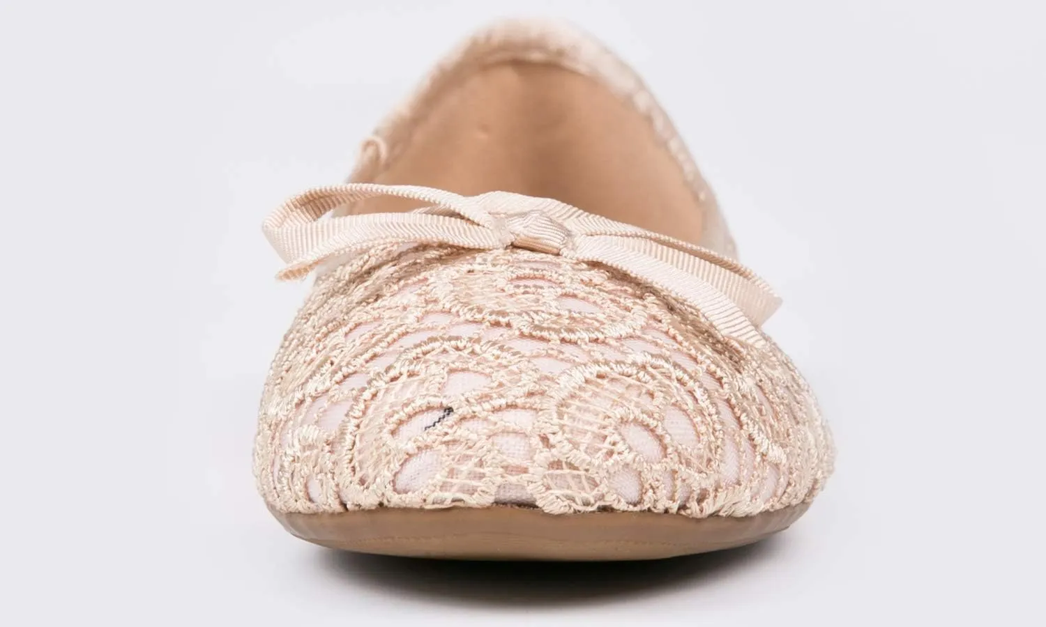 FEVERSOLE Round Toe Lace Ballet Crochet Flats Women's Comfy Breathable Shoes