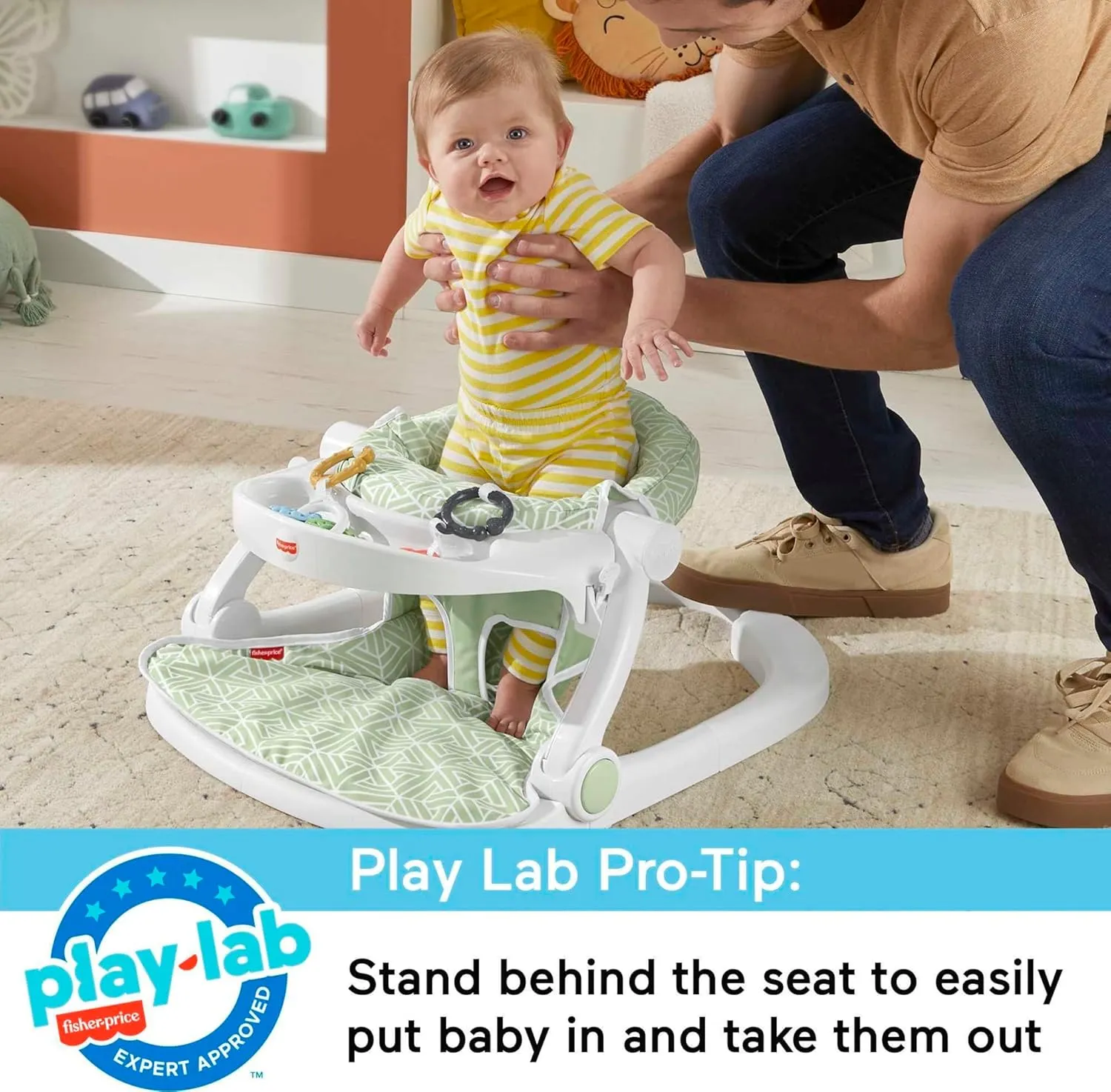 Fisher-Price Baby Portable Baby Chair Sit-Me-Up Floor Seat with Snack Tray and Developmental Toys, Puppy Perfection [Amazon Exclusive]