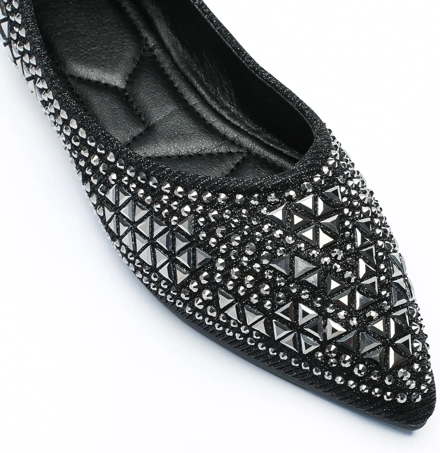 Flats Shoes Women Rhinestone Pointed Head Flats Comfortable Soft Memory Foam Insole Flat Shoes