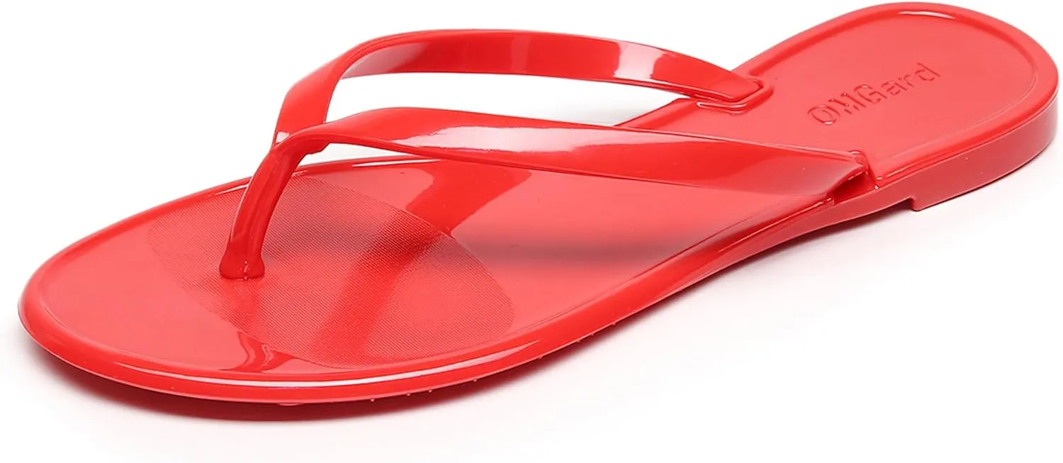 Flip Flops for Women Jelly Sandals Thong Flats Jellies Shoes Clear Slipper Summer Beach Pool Slides Size 10 Slip On Quick Drying Soft