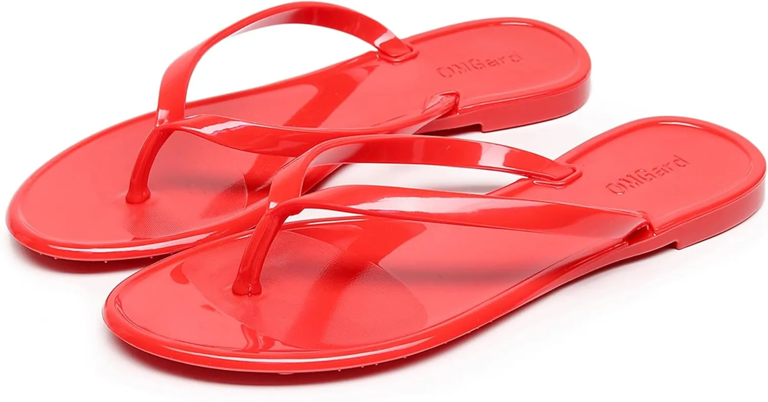 Flip Flops for Women Jelly Sandals Thong Flats Jellies Shoes Clear Slipper Summer Beach Pool Slides Size 10 Slip On Quick Drying Soft