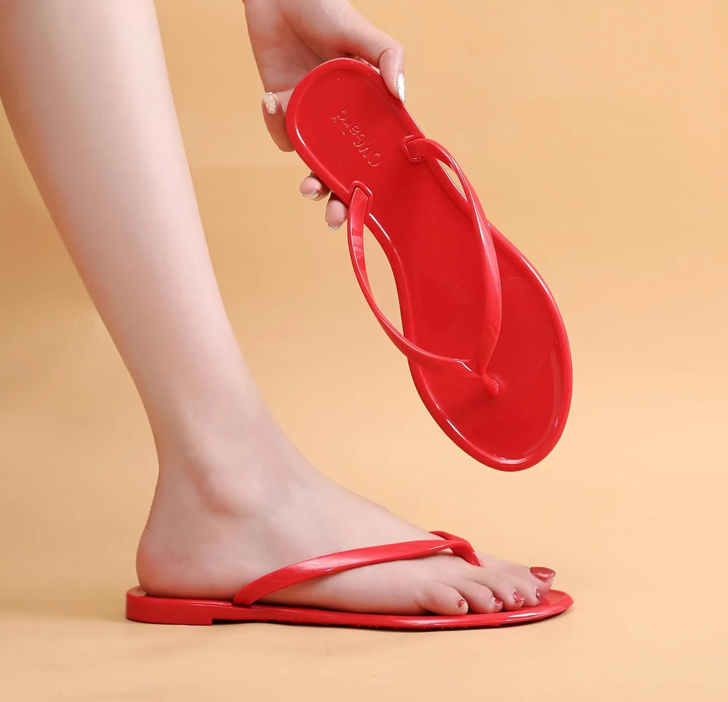 Flip Flops for Women Jelly Sandals Thong Flats Jellies Shoes Clear Slipper Summer Beach Pool Slides Size 10 Slip On Quick Drying Soft