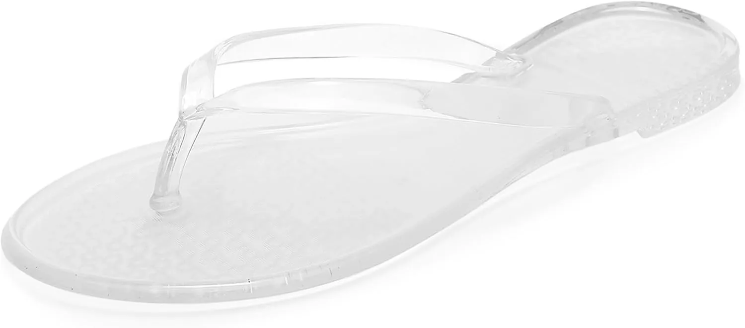 Flip Flops for Women Jelly Shoes Thong Sandals Jellies Flats Clear Slipper Summer Beach Pool Slides Size 10 Slip On Quick Drying Soft