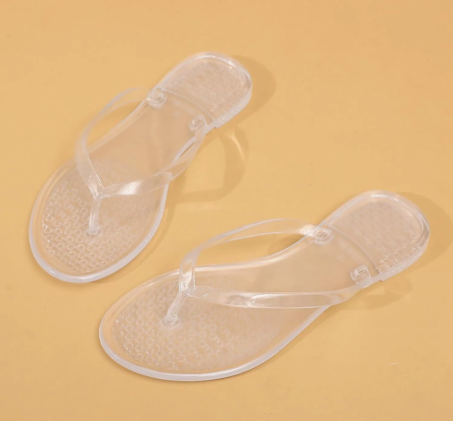 Flip Flops for Women Jelly Shoes Thong Sandals Jellies Flats Clear Slipper Summer Beach Pool Slides Size 10 Slip On Quick Drying Soft