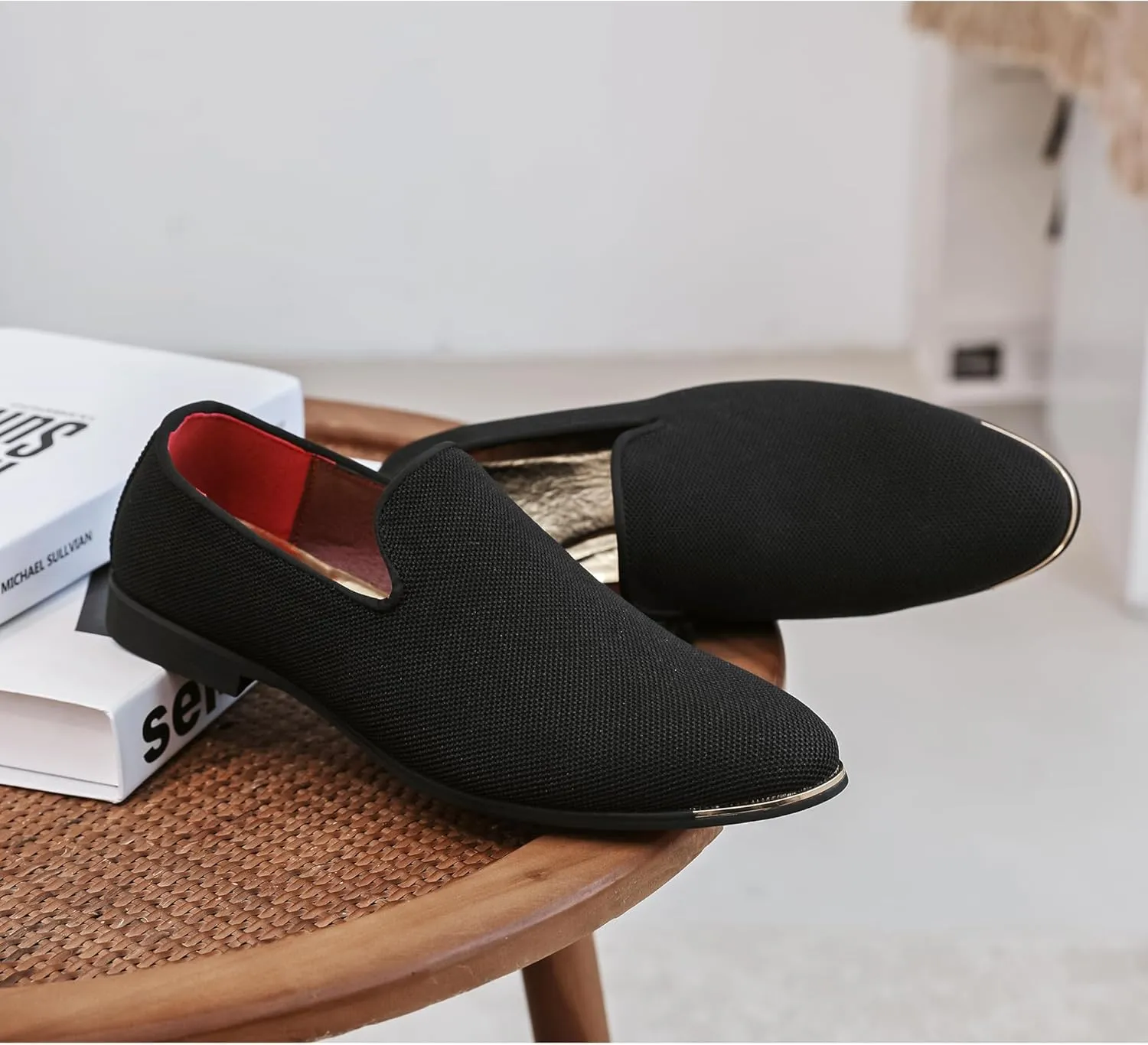 FLQL Men's Luxury Penny Loafer Slip-On Velvet Shoes Party Dancing Shoes Suede Wedding Shoes Plus Size 7-13