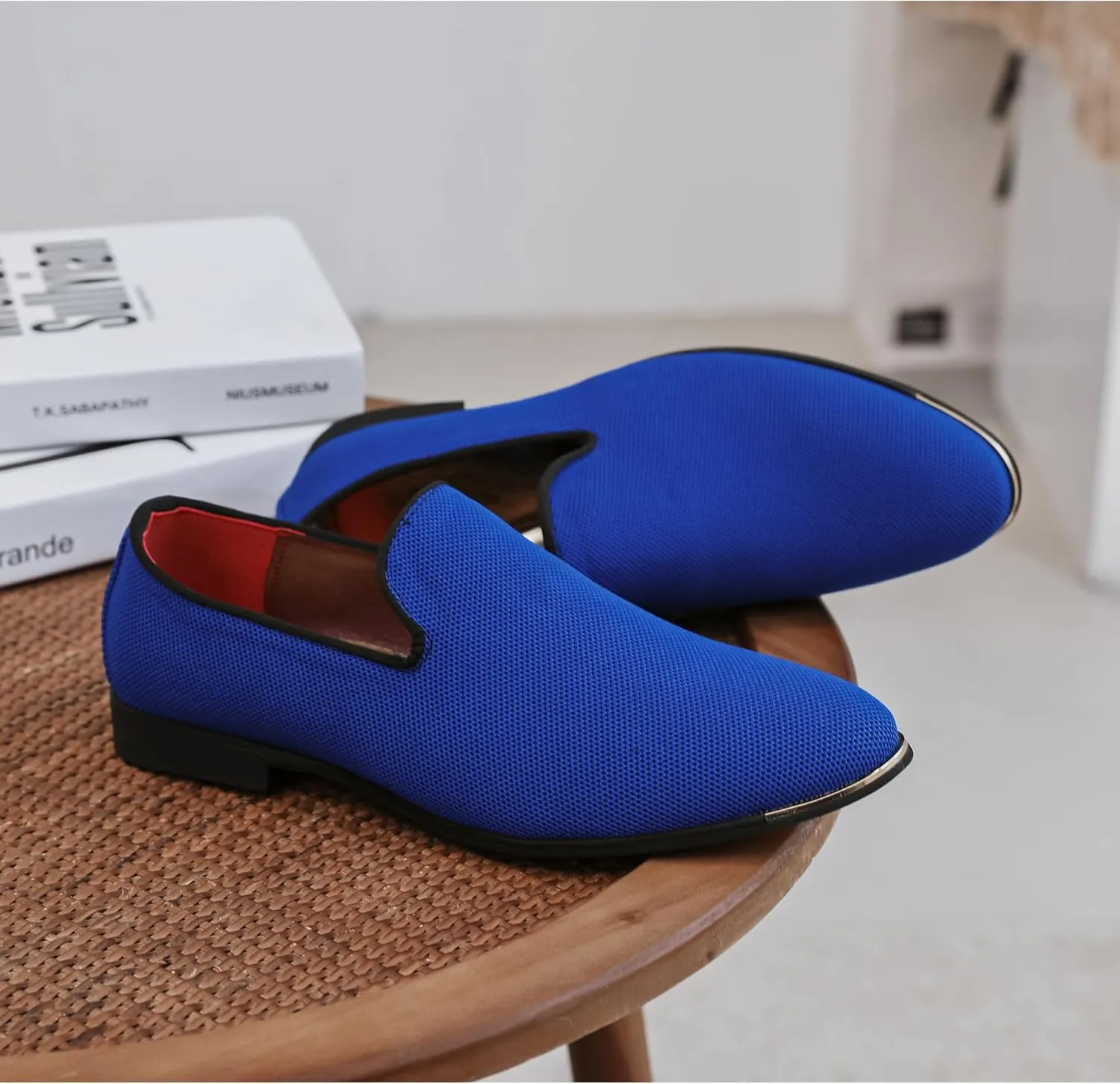 FLQL Men's Luxury Penny Loafer Slip-On Velvet Shoes Party Dancing Shoes Suede Wedding Shoes Plus Size 7-13