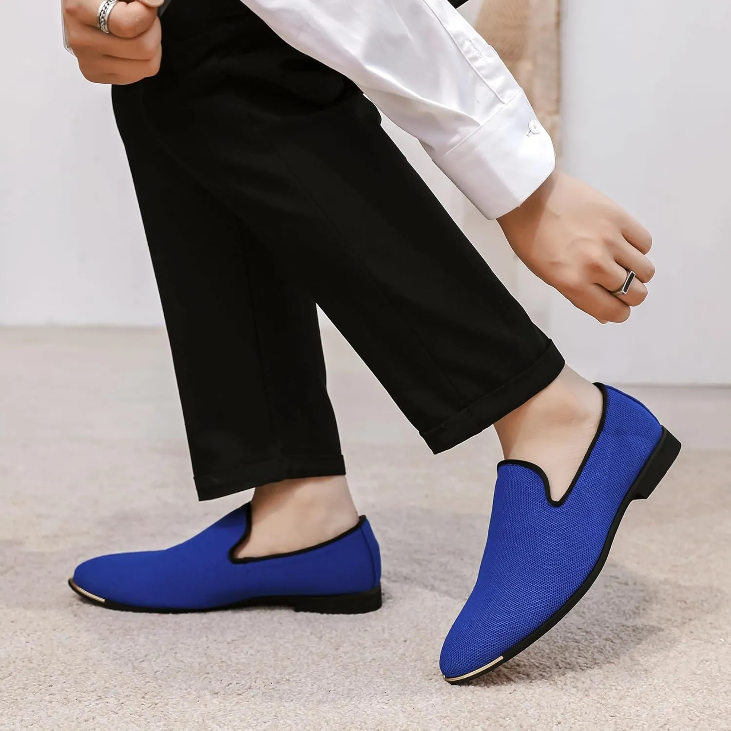 FLQL Men's Luxury Penny Loafer Slip-On Velvet Shoes Party Dancing Shoes Suede Wedding Shoes Plus Size 7-13