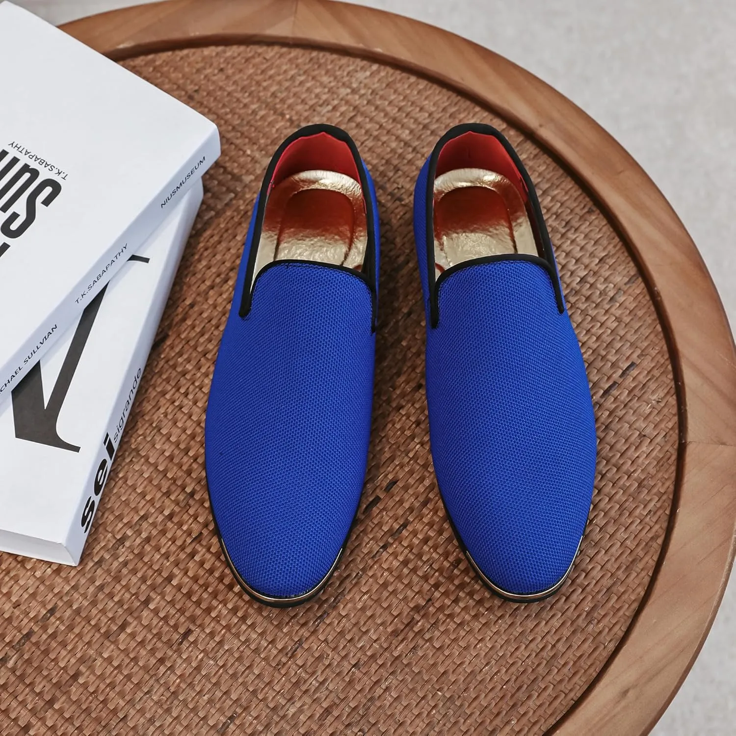FLQL Men's Luxury Penny Loafer Slip-On Velvet Shoes Party Dancing Shoes Suede Wedding Shoes Plus Size 7-13