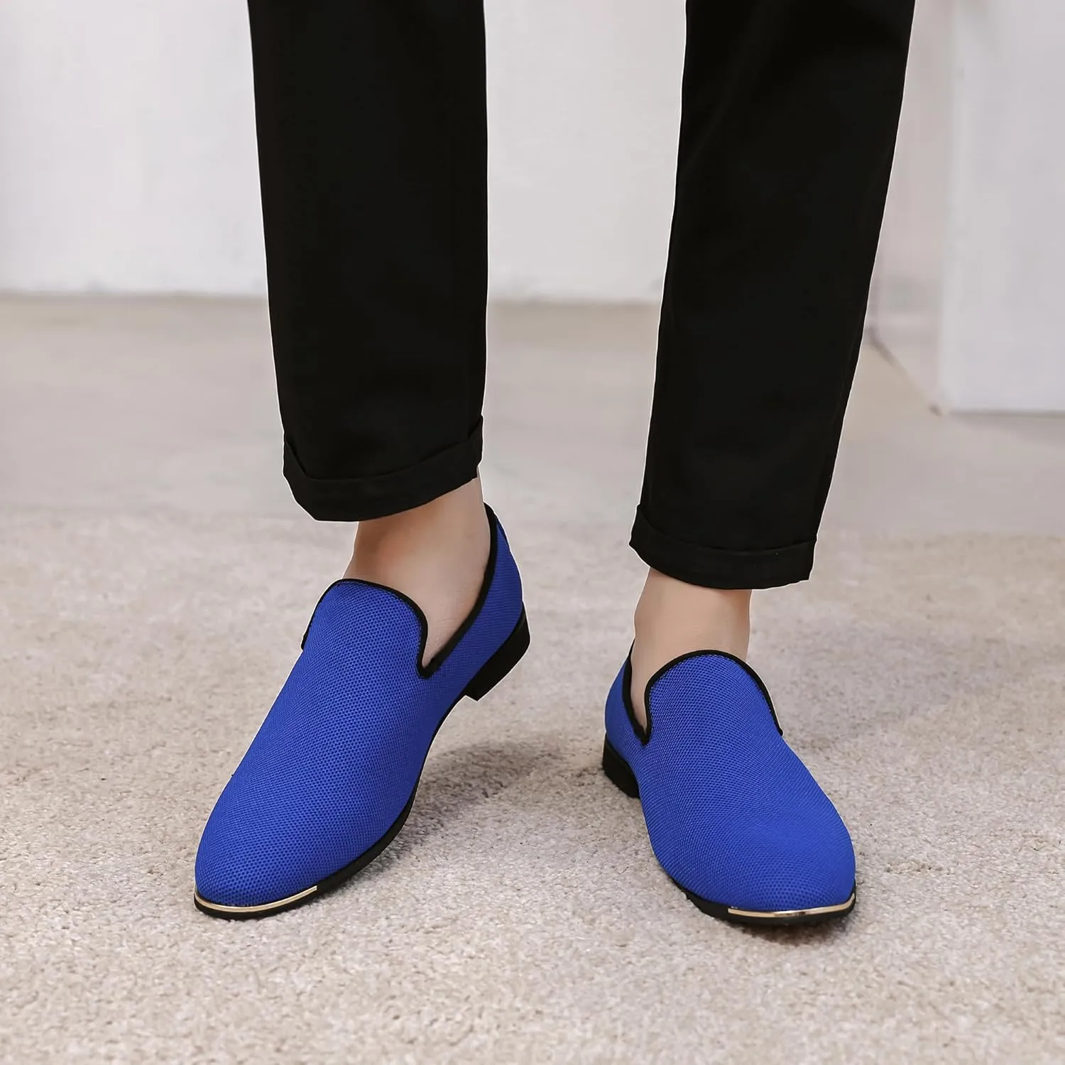 FLQL Men's Luxury Penny Loafer Slip-On Velvet Shoes Party Dancing Shoes Suede Wedding Shoes Plus Size 7-13