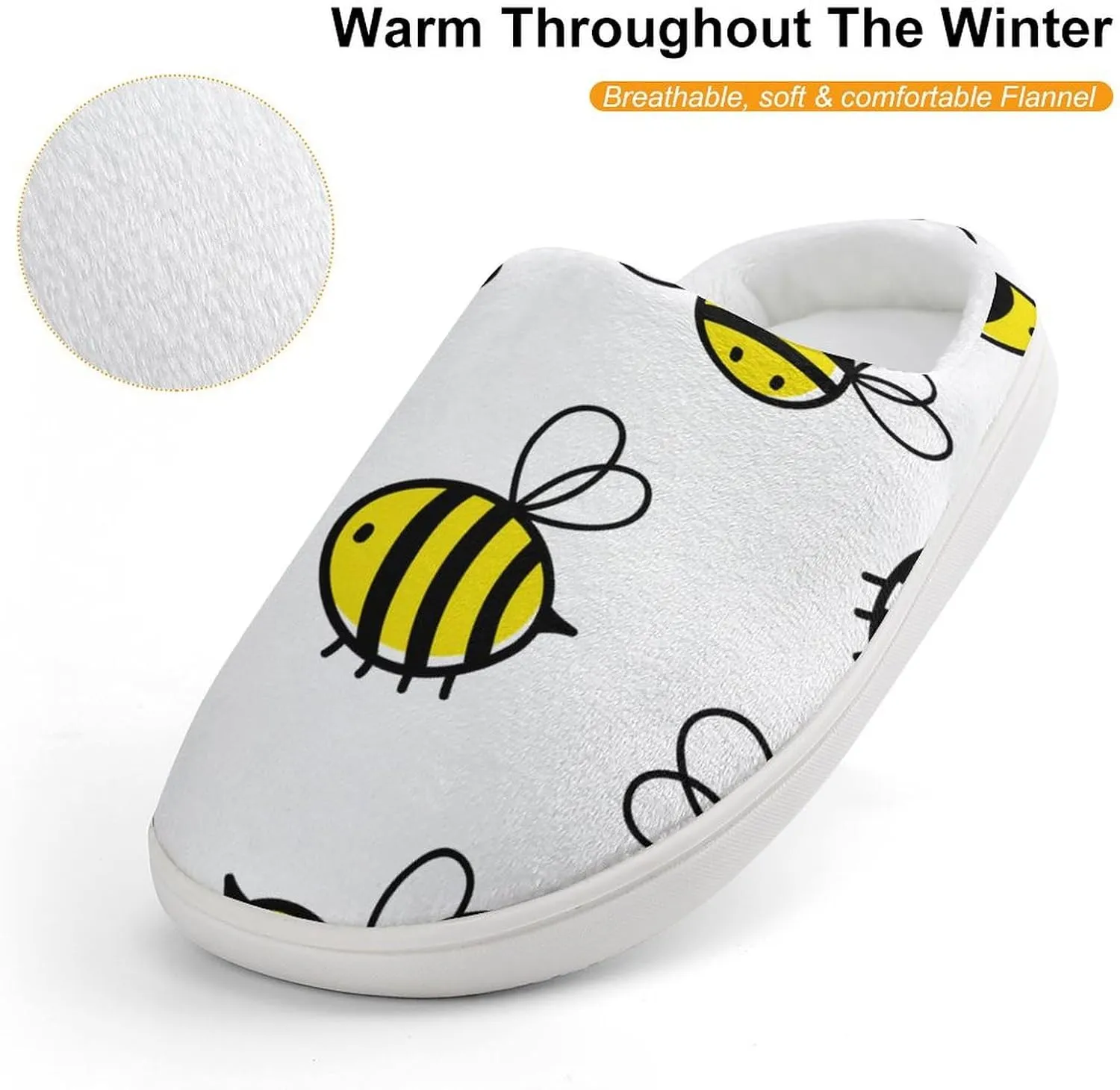 Flying Bumble Bees Boys Girls House Slippers with Microfleece Lining Cozy Household Shoes Non-slip for Kids