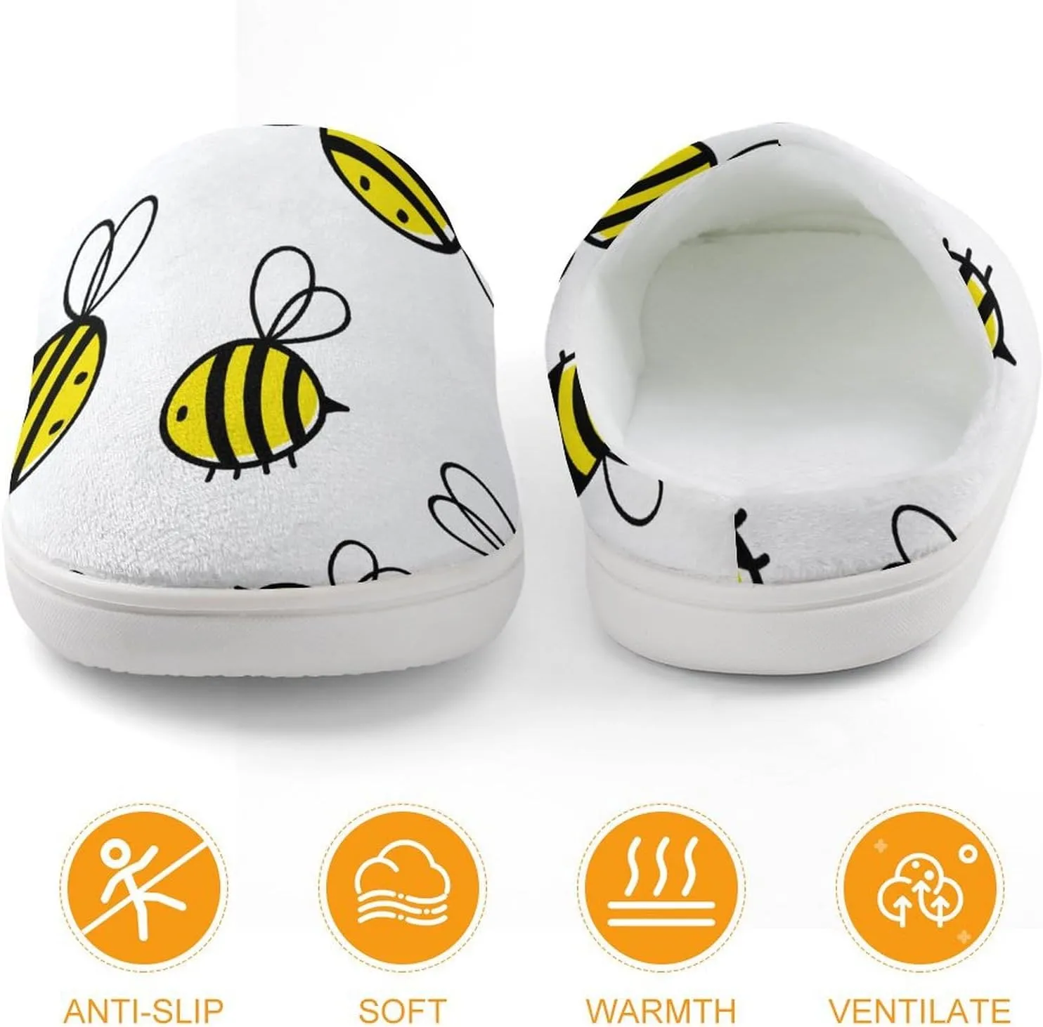 Flying Bumble Bees Boys Girls House Slippers with Microfleece Lining Cozy Household Shoes Non-slip for Kids
