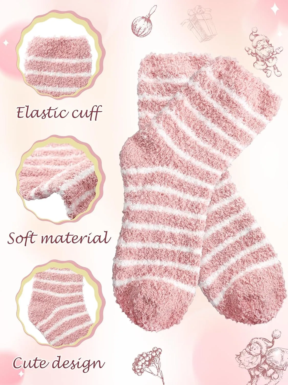 Foaincore 10 Pairs Fuzzy Socks for Women Fluffy Warm Soft Slipper Socks Thick Cozy Winter Gifts for Adult Mothers Day Gifts