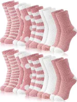 Foaincore 10 Pairs Fuzzy Socks for Women Fluffy Warm Soft Slipper Socks Thick Cozy Winter Gifts for Adult Mothers Day Gifts