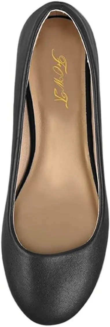 FOWT Women Round Toe Ballet Flats Slip on Comfy Pumps Casual Walking Work Daily Shoes Size 4-16 US