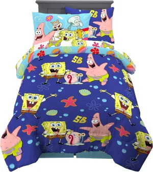 Franco Kids Bedding Super Soft Comforter and Sheet Set with Sham, 5 Piece Twin Size, Spongebob Squarepants