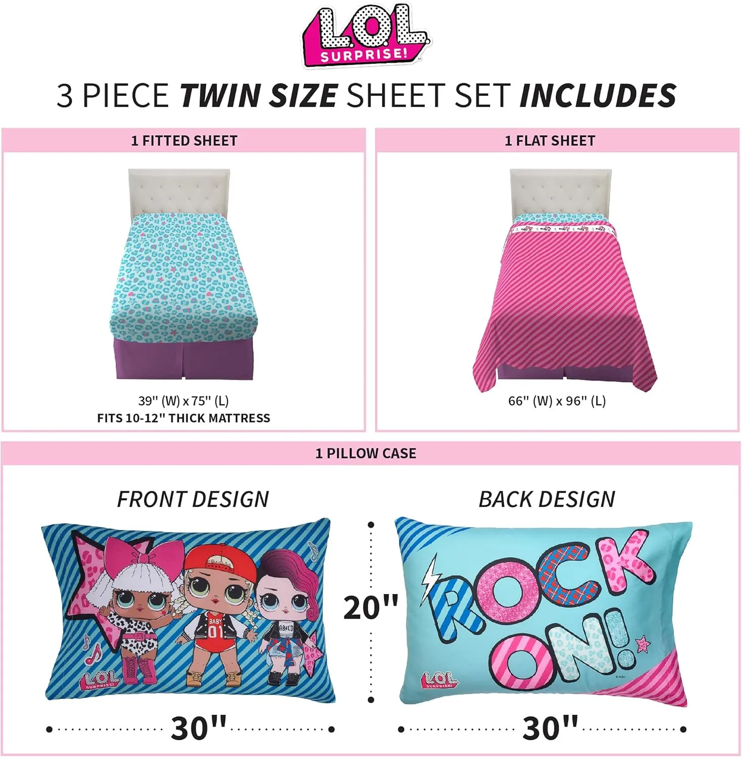 Franco Kids Bedding Super Soft Sheet Set, Twin, L.O.L. Surprise