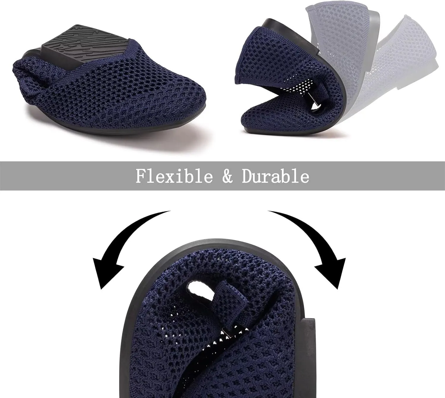 Frank Mully Womens Casual Flat Shoes Square Toe Shoes Knitted Mesh Flat Comfort Work Flat Shoes for Daily Washable