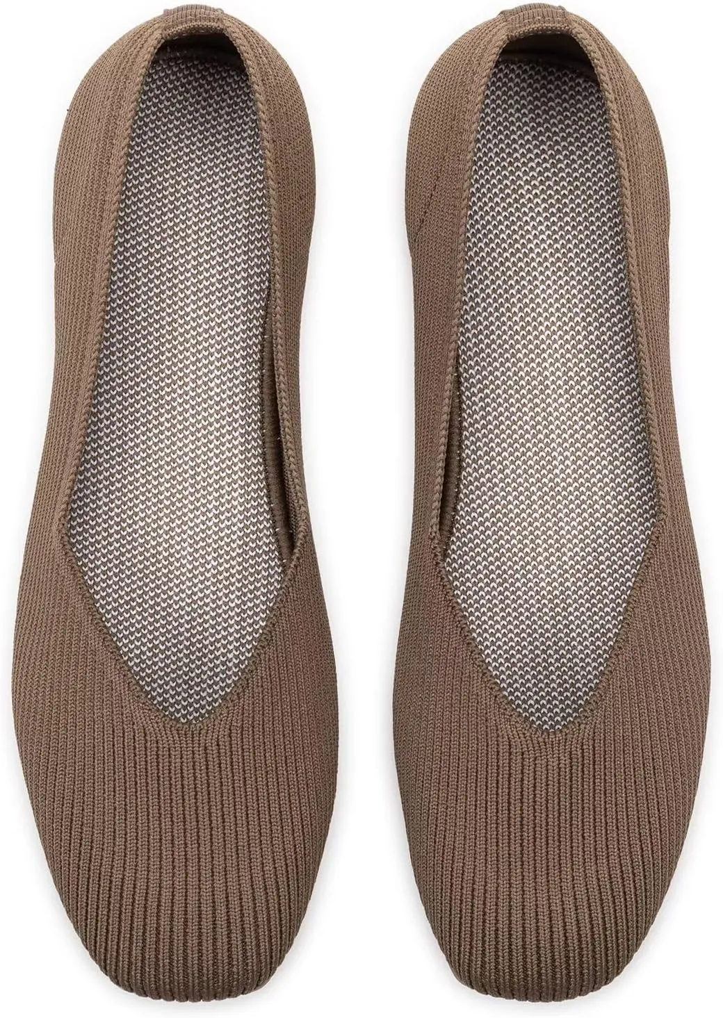 Frank Mully Womens Casual Flat Shoes Square Toe Shoes Knitted Work Flat Comfort Dressy Flat Shoes for Daily Washable