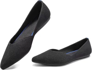 Frank Mully Womens Flat Shoes Classic Pointed Toe Flats Knitted Dress Shoes Soft Flats for Woman Comfortable Dressy