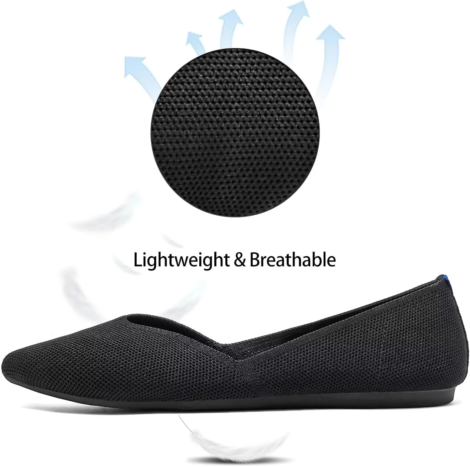Frank Mully Womens Flat Shoes Classic Pointed Toe Flats Knitted Dress Shoes Soft Flats for Woman Comfortable Dressy