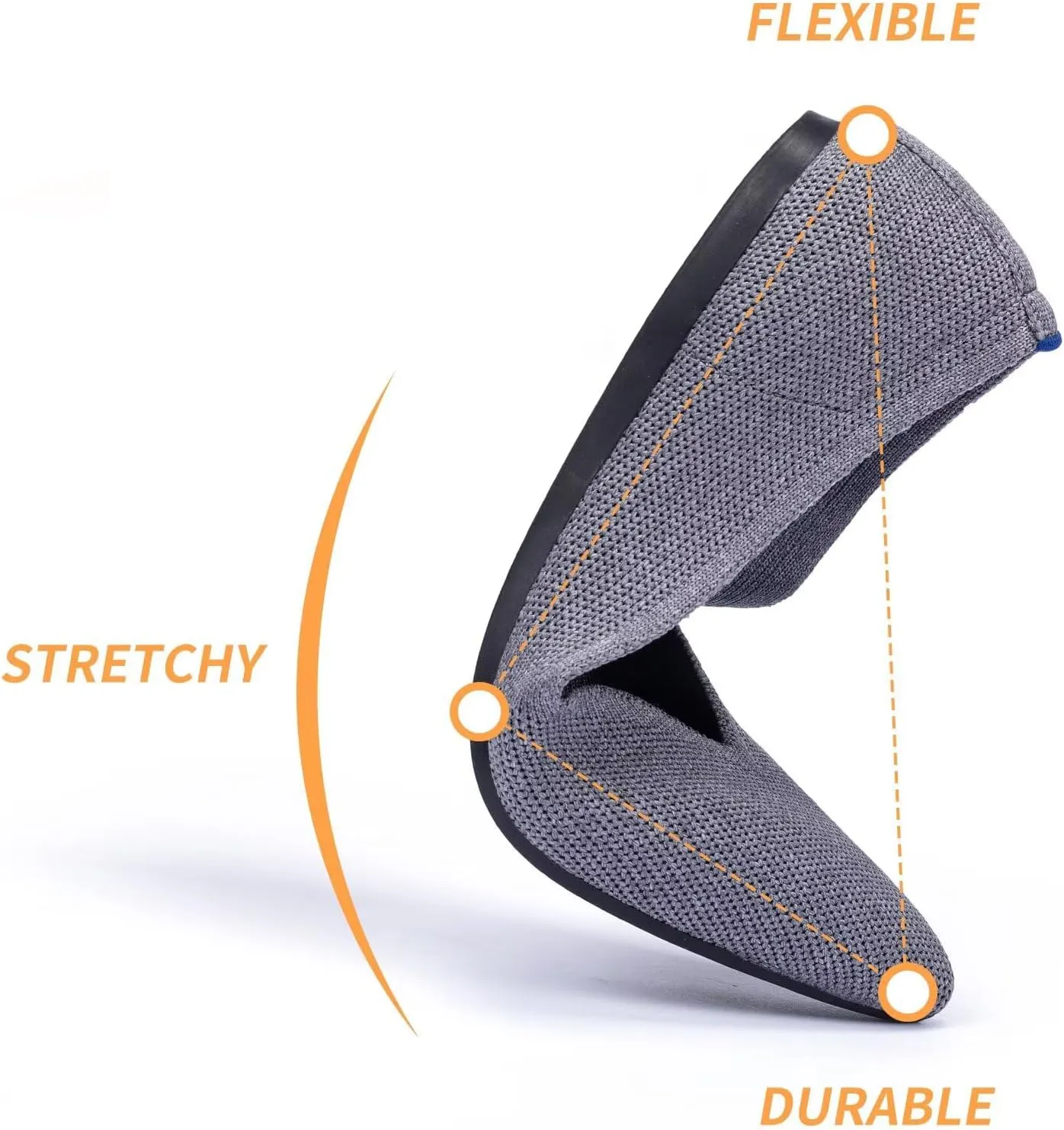 Frank Mully Womens Flat Shoes Classic Pointed Toe Flats Knitted Dress Shoes Soft Flats for Woman Comfortable Dressy