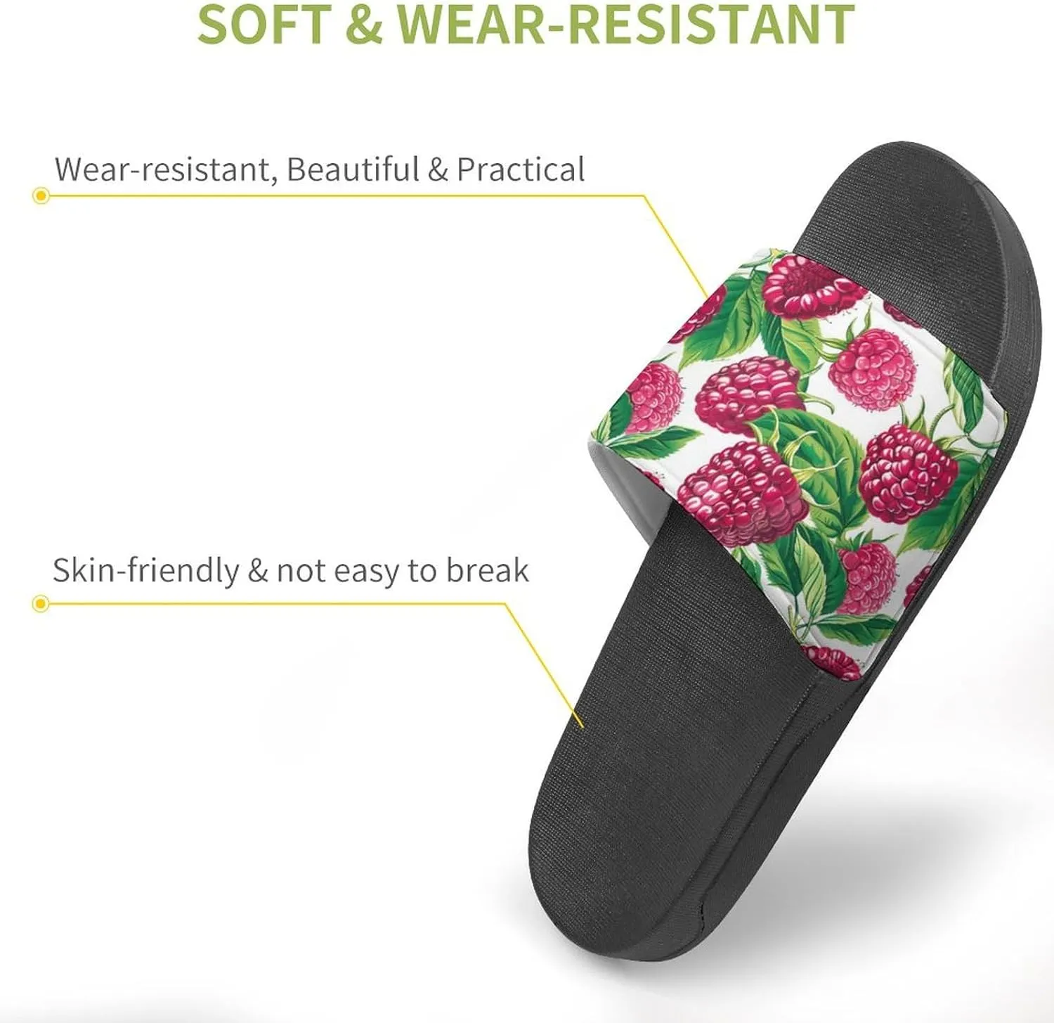 Fresh Raspberries Strawberries Fashion Womens And Mens Slippers House Shower Shoes Indoor Outdoor Beach