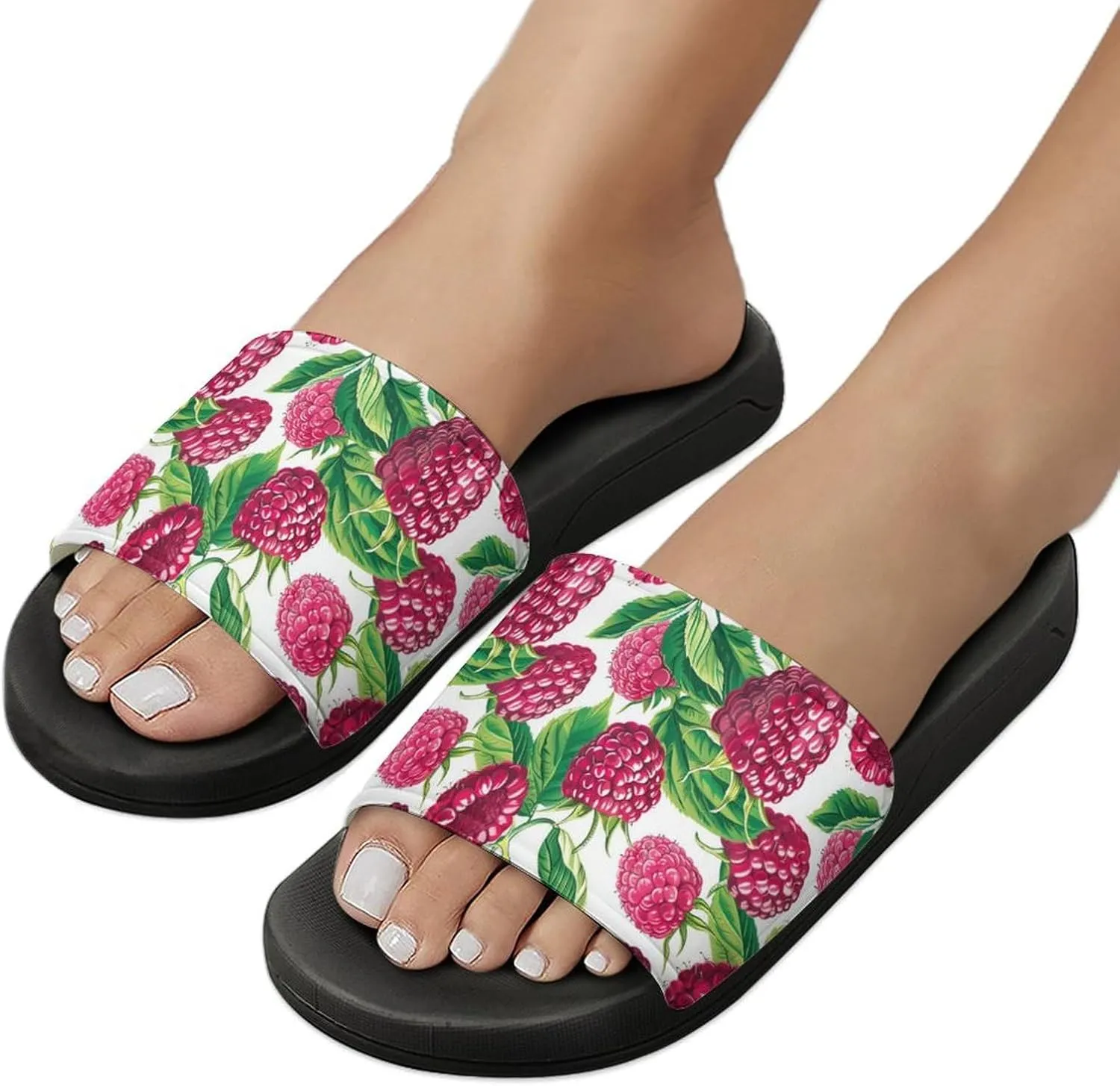Fresh Raspberries Strawberries Fashion Womens And Mens Slippers House Shower Shoes Indoor Outdoor Beach