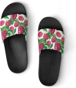 Fresh Raspberries Strawberries Fashion Womens And Mens Slippers House Shower Shoes Indoor Outdoor Beach