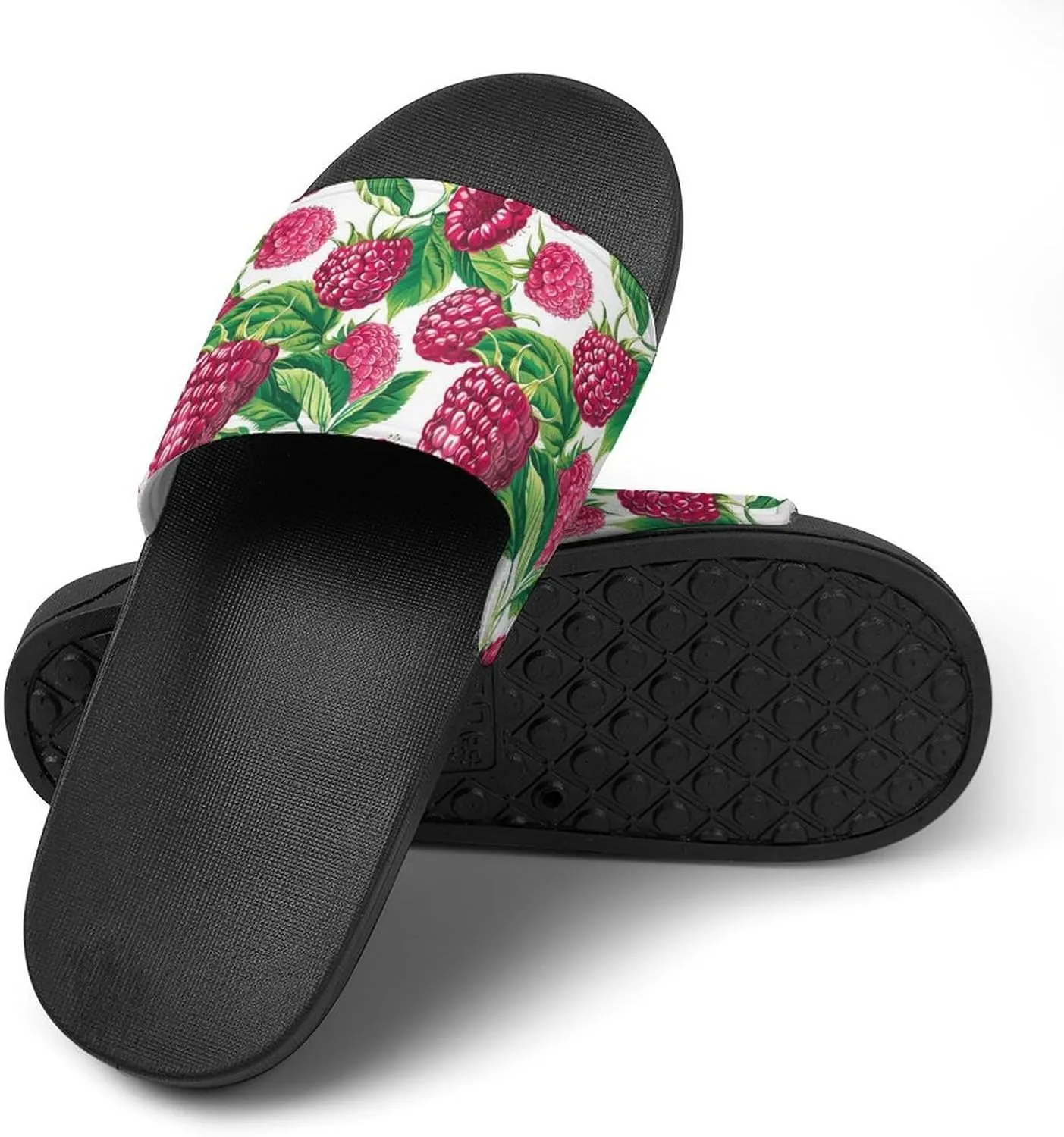 Fresh Raspberries Strawberries Fashion Womens And Mens Slippers House Shower Shoes Indoor Outdoor Beach
