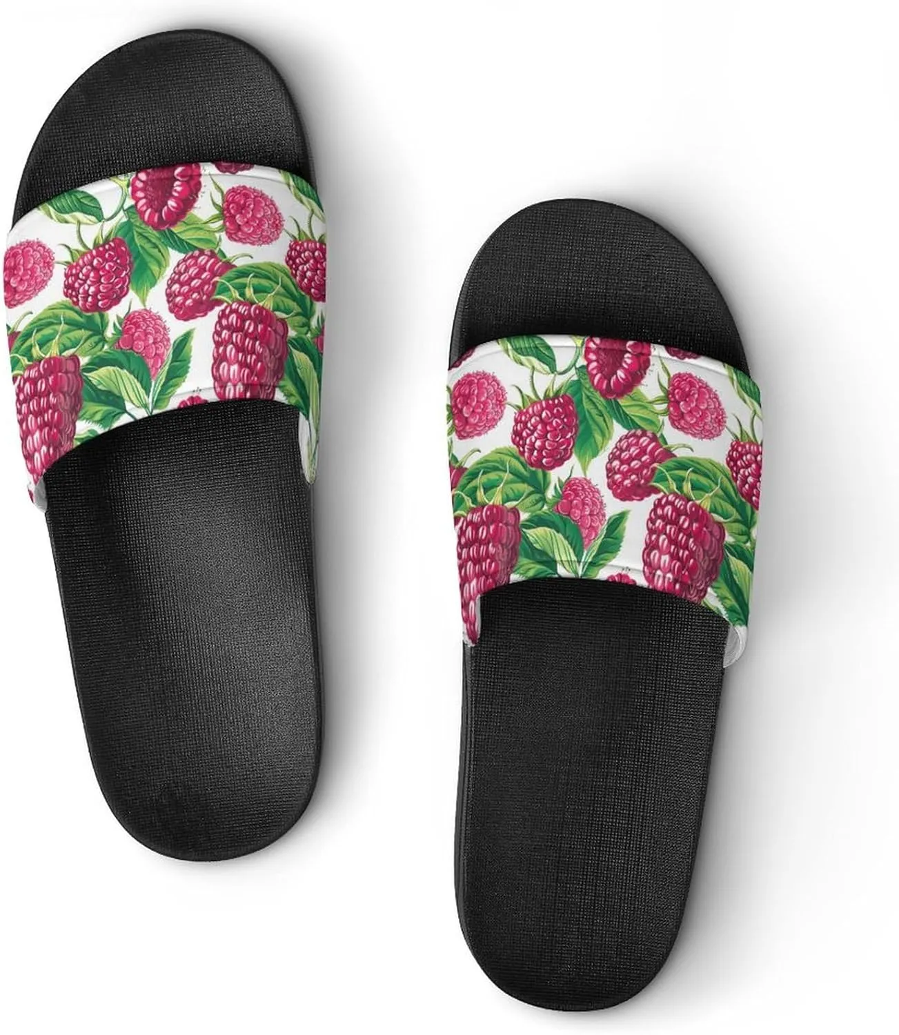 Fresh Raspberries Strawberries Fashion Womens And Mens Slippers House Shower Shoes Indoor Outdoor Beach