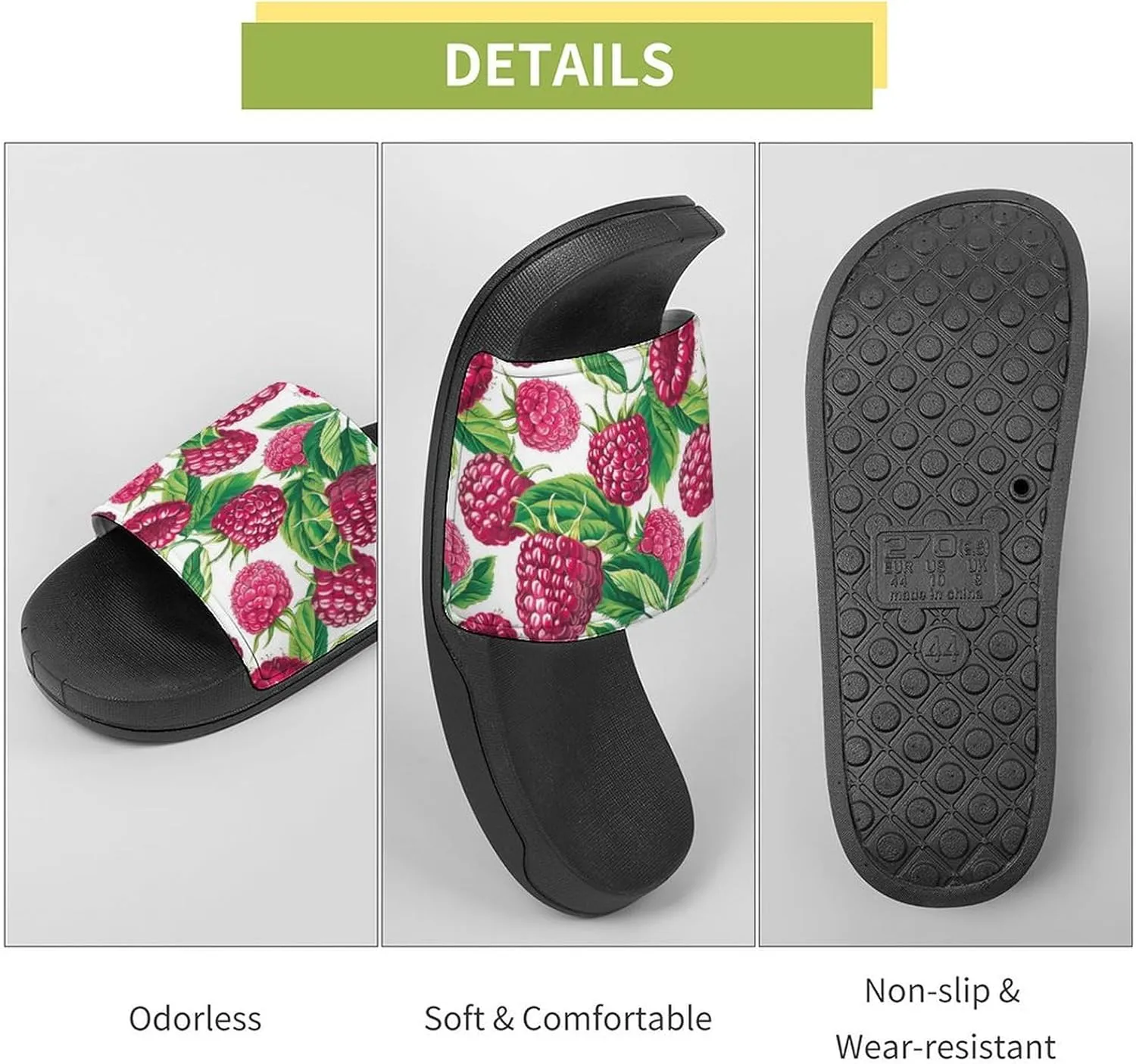 Fresh Raspberries Strawberries Fashion Womens And Mens Slippers House Shower Shoes Indoor Outdoor Beach