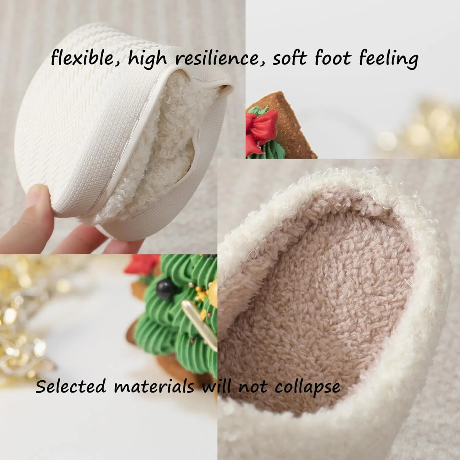 Fuzzy House Slippers for Women Smiley Face - Christmas Cozy Memory Foam Woman Slipper Indoor and Outdoor Winter Bedroom Shoes