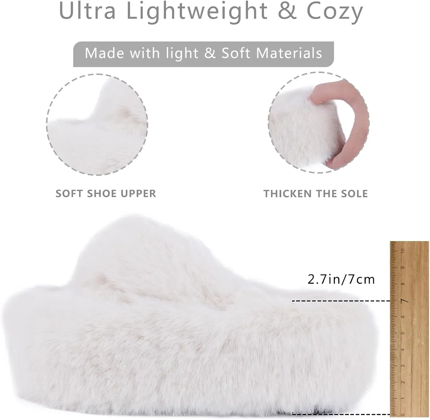 Fuzzy Slippers Women Cross Band Furry House Shoes Open Toe Bride Slippers Fluffy Slides for Girls High Heel Fur Women Sandals for Party Stylish Memory Foam Female Fuzzy Sandals