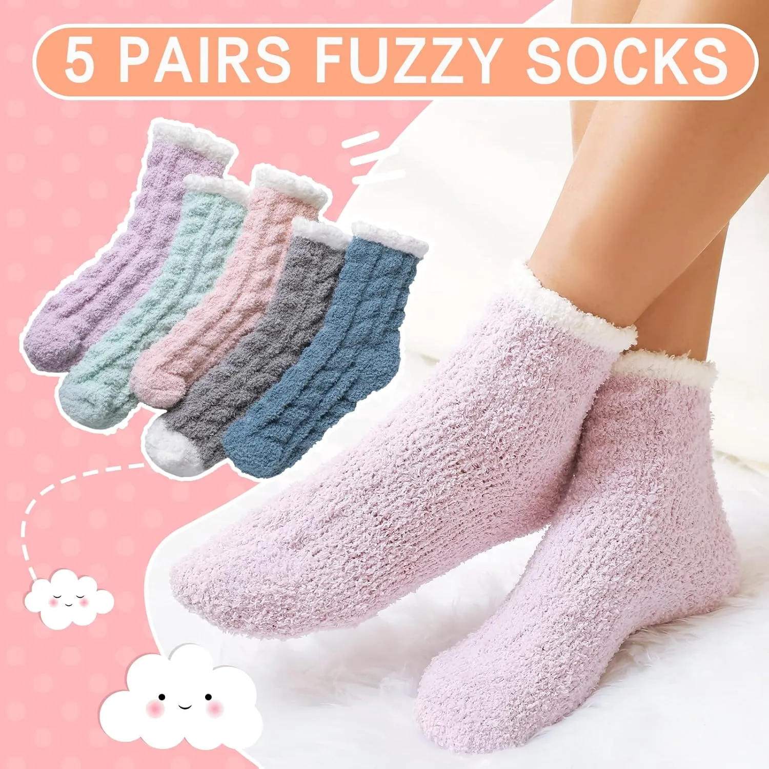 Fuzzy Socks for Women - Fluffy Cozy Socks, Warm Slipper Socks for Women