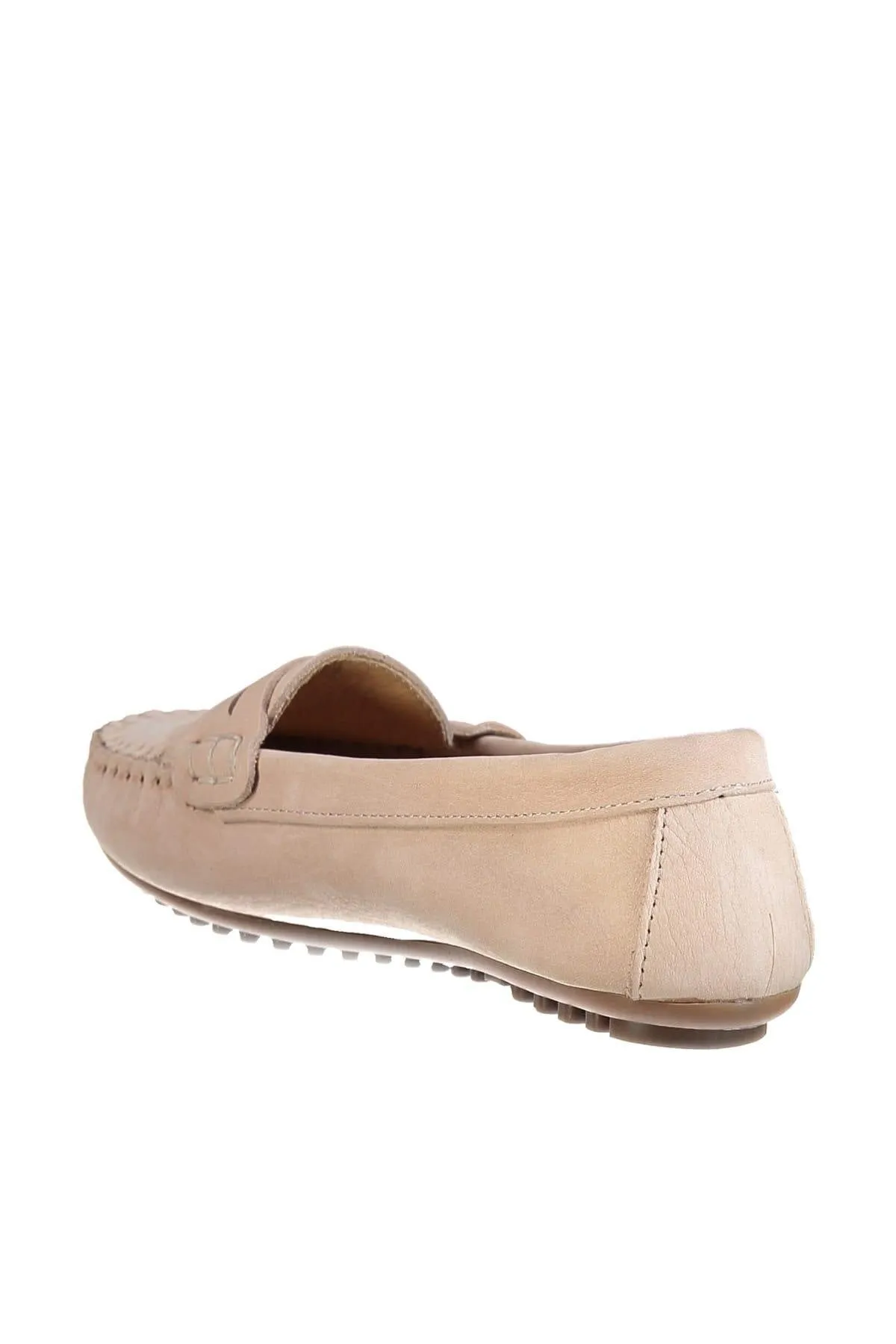 Genuine Leather Beige Women 'S Loafer Shoes