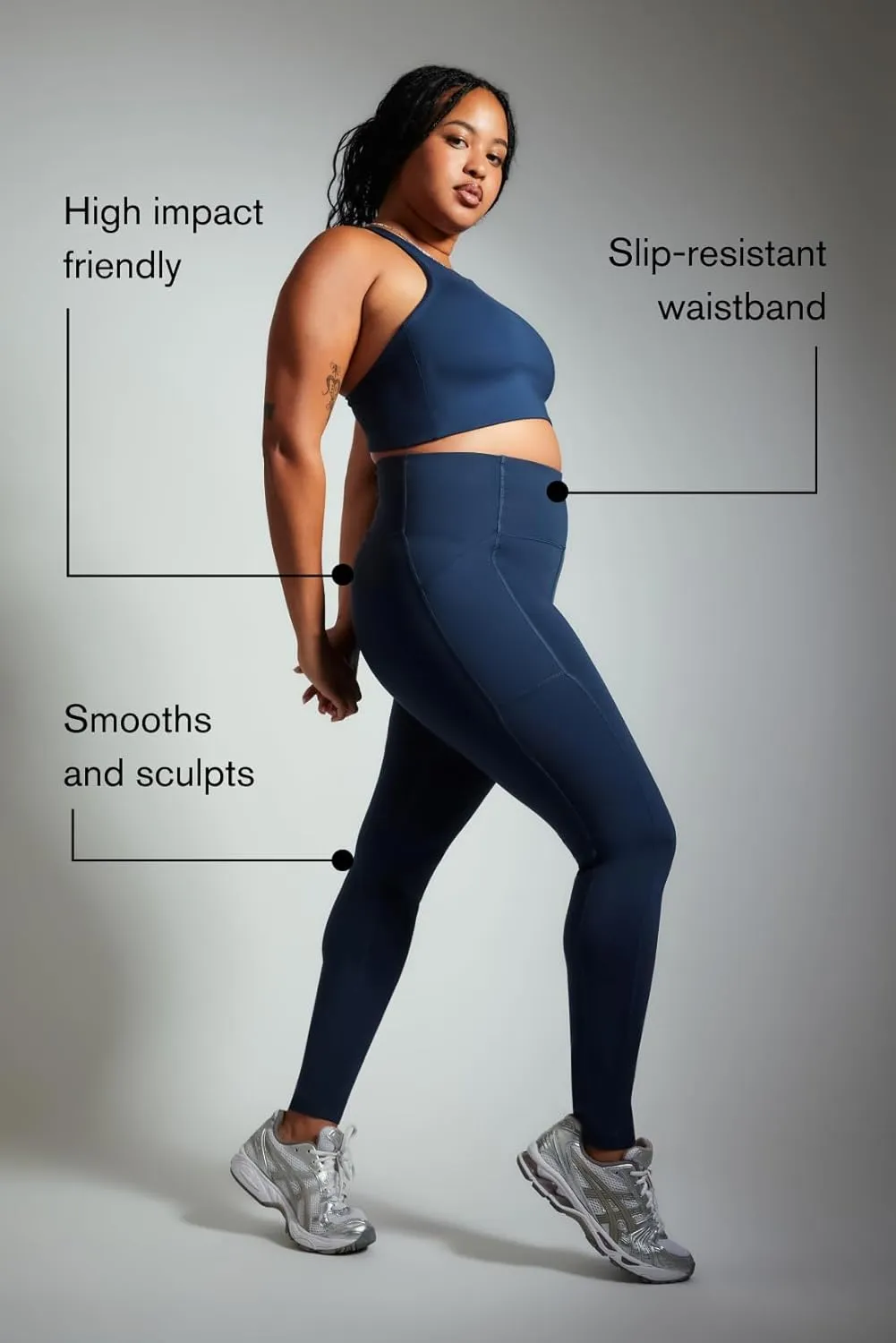 Girlfriend Collective Compression Pocket Leggings for Women, High Rise Waist Pants for Yoga Workout Plus Size 28.5" Inseam