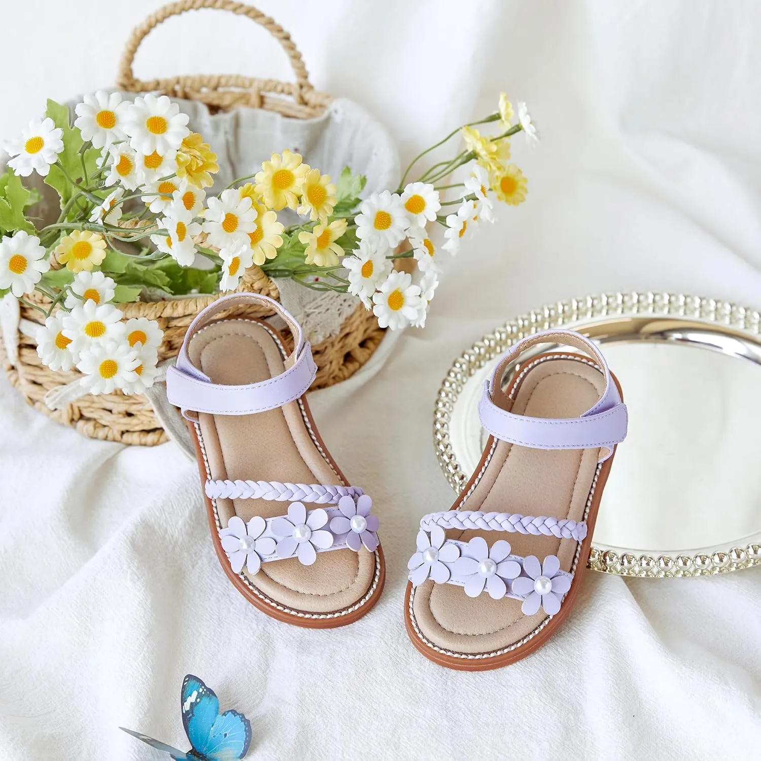 Girls Open Toe Flat Sandals Summer Casual Toddler Little Kid Sandals