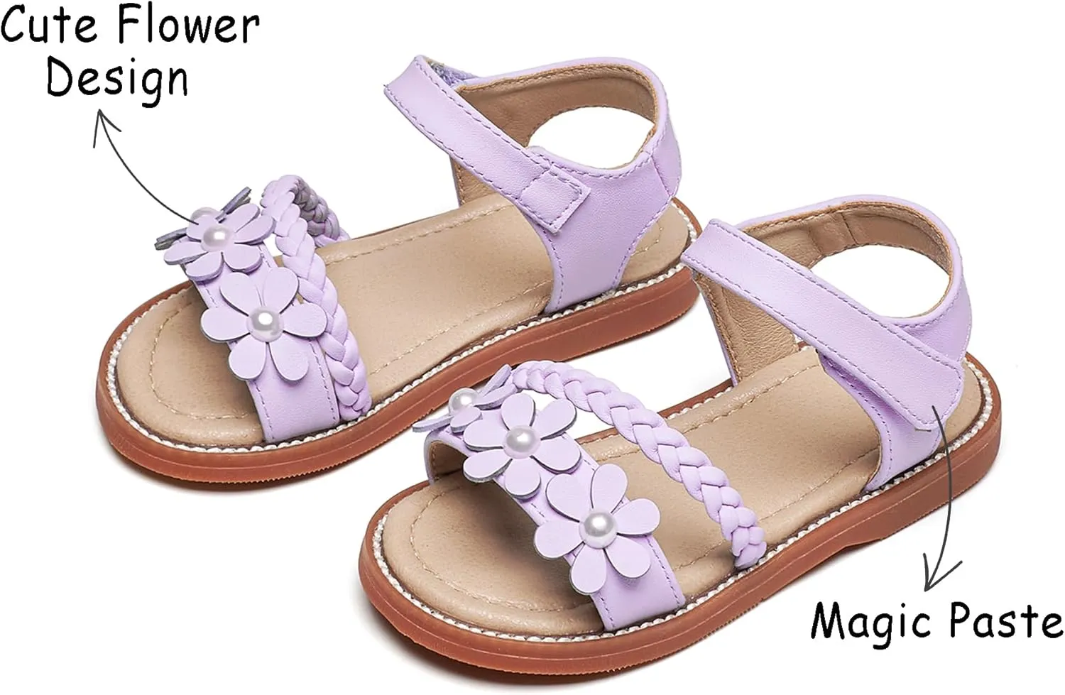Girls Open Toe Flat Sandals Summer Casual Toddler Little Kid Sandals